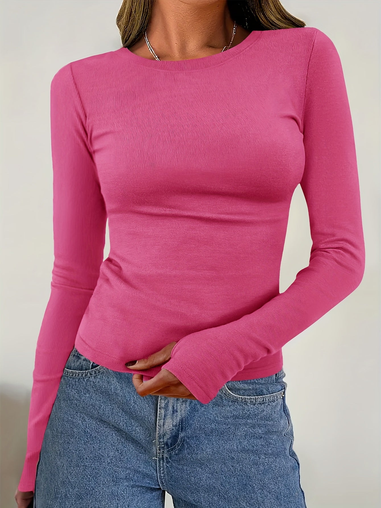 Dames Top met Lange Mouwen en Ronde Halslijn voor Herfst & Winter – Vivienne