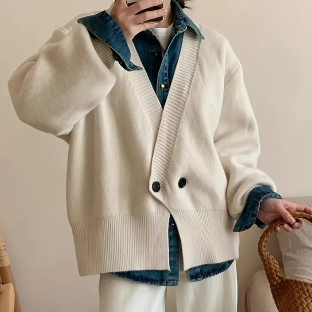 Stijlvol Beige Gebreid Vest voor Dames - Vera