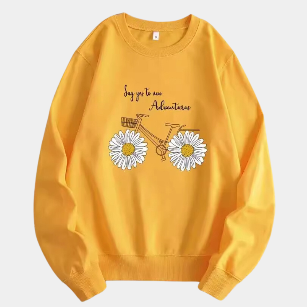 Geel Dames Sweatshirt met Bloemenprint - Fleur