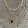 Zwarte Onyx en Parel Stapelketting - Aria