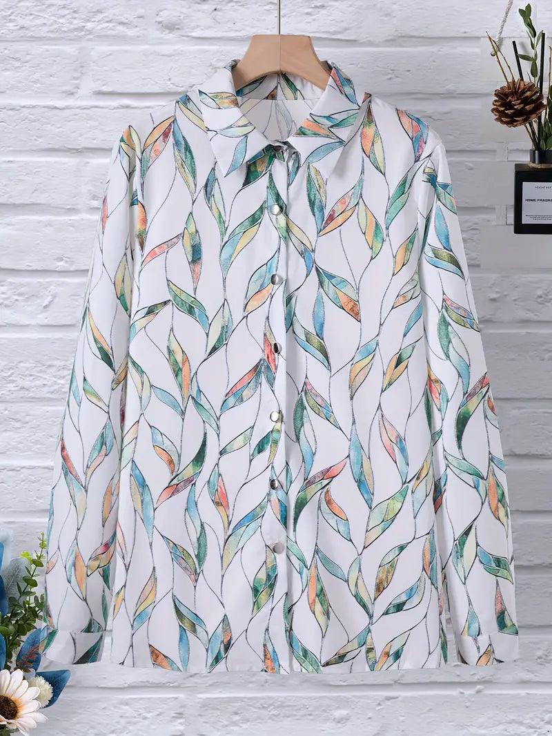 Trendy damesblouse met abstract patroon en knoopsluiting - Marlene