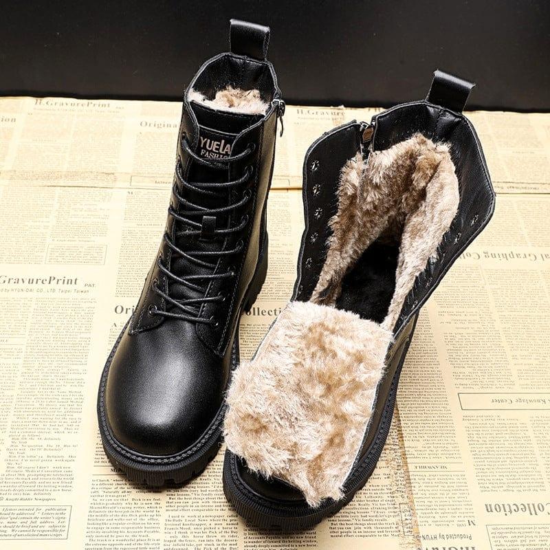 Luxe Zwarte Leren Dames Winterboots - Bella