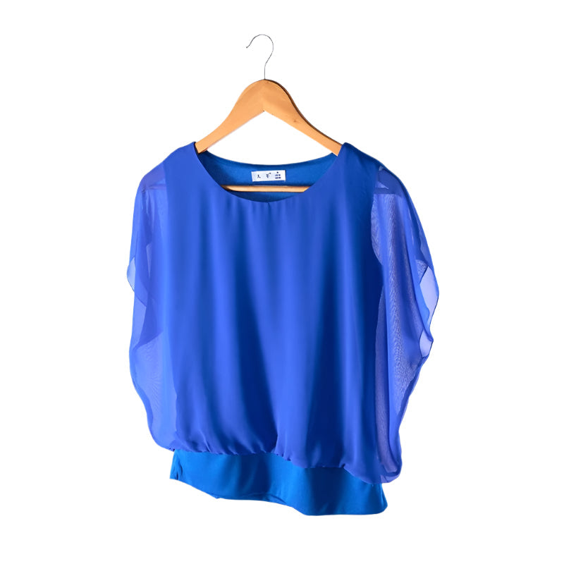 Dames Chiffon Blouse met Ruche Mouwen – Ariana