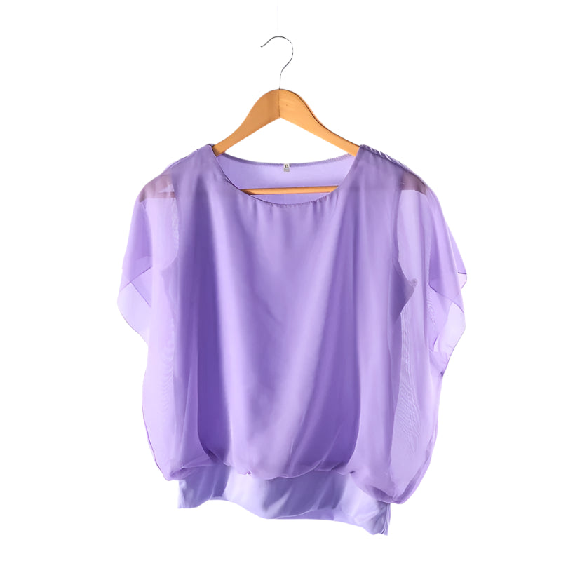 Dames Chiffon Blouse met Ruche Mouwen – Ariana