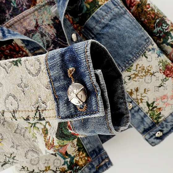 Trendy Bloemen Denim Jack voor Dames - Amaline