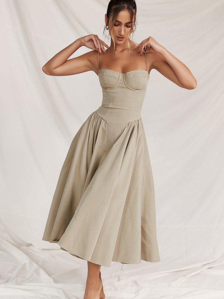 Trendy Midi Avondjurk met plissézoom - Amara