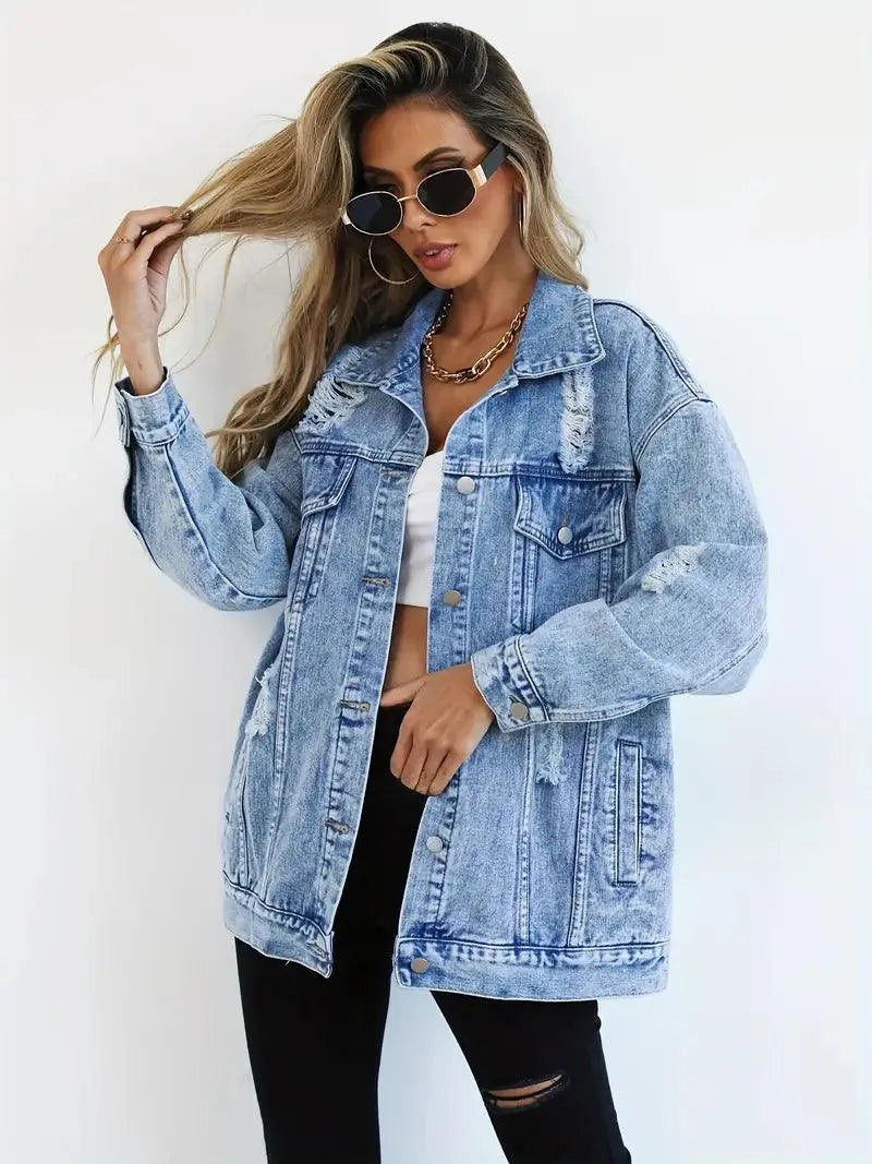 Waterdichte & Gevoerde Oversized Dames Jeansjack – Talia