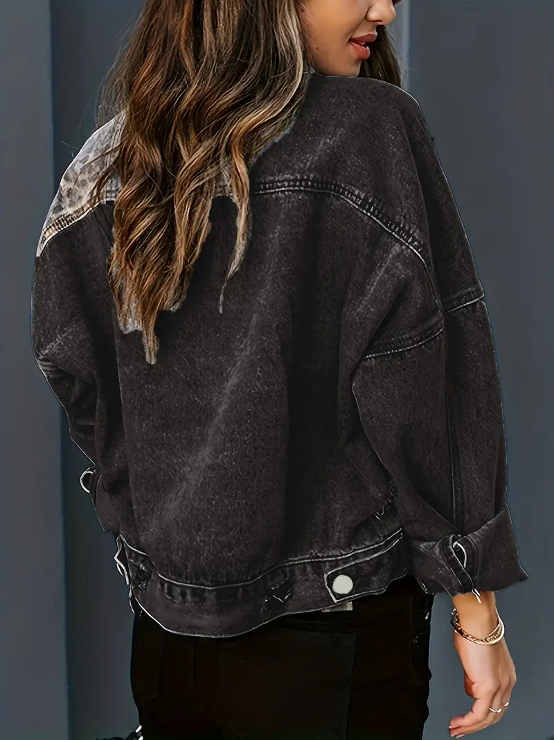 Wildly Chic Luipaardprint Denim Jas - Leona