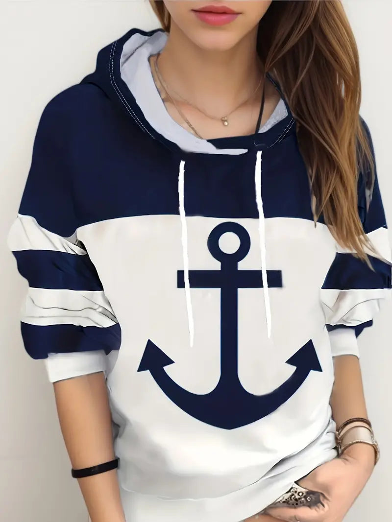 Hoodie met Ankerprint - Nautical Vibes