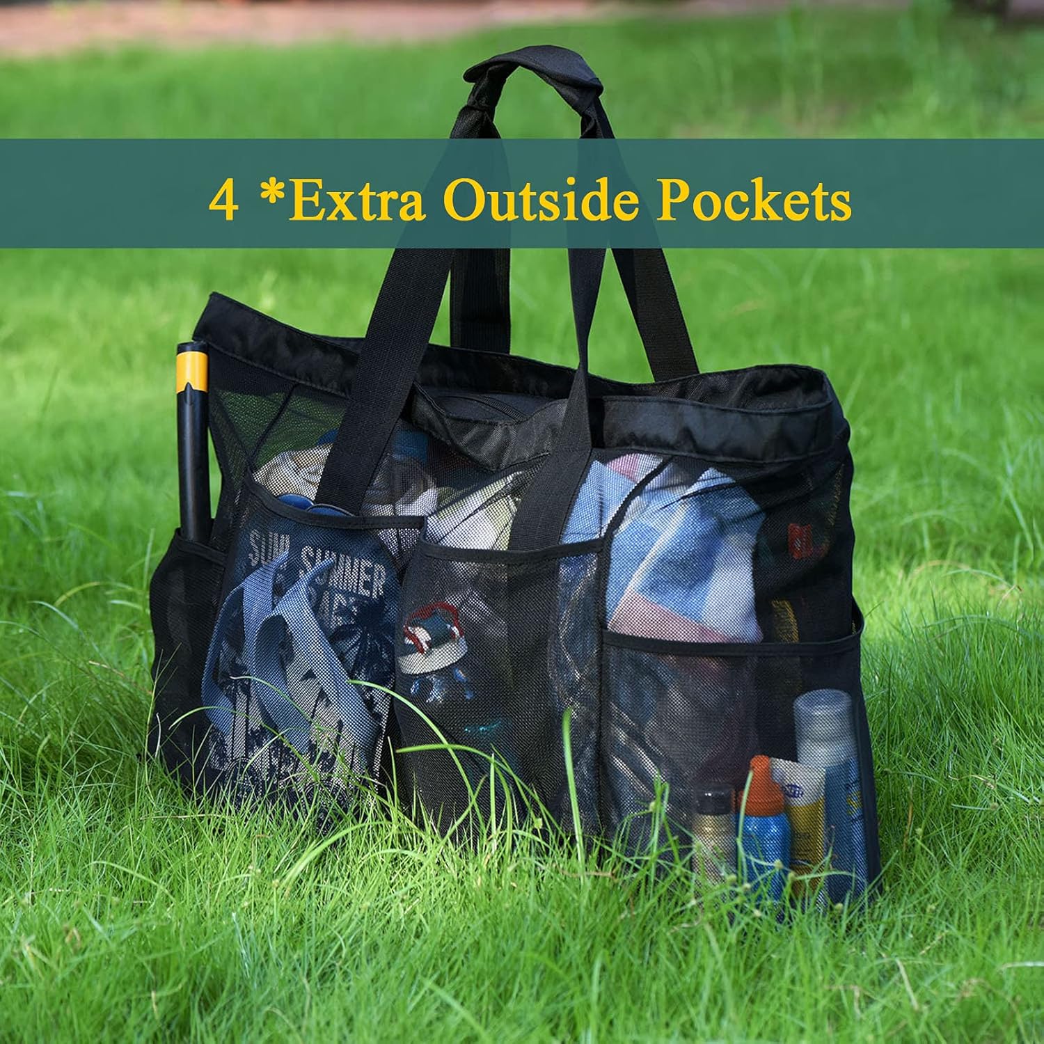 Extra Grote Mesh Strandtas met Rits – Zandvrije Draagtas (1 Kopen, 1 GRATIS)