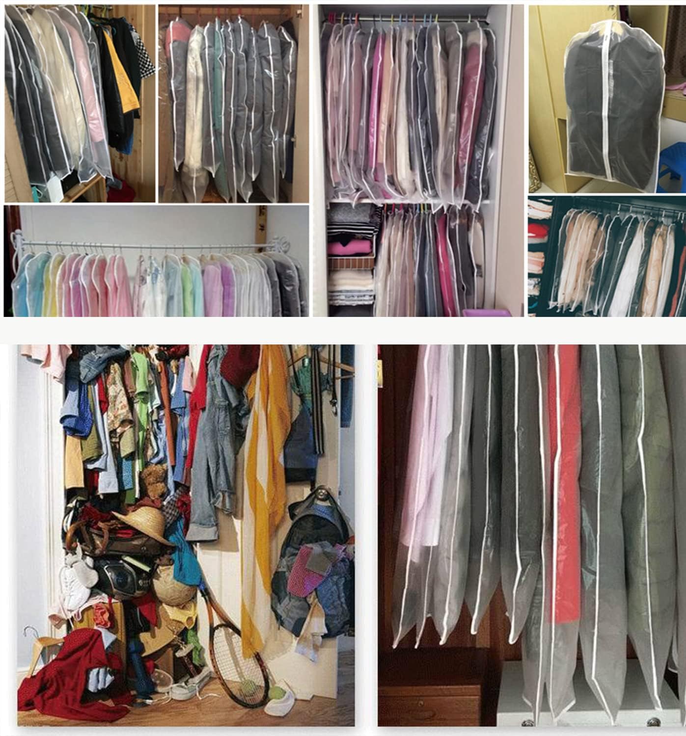 Transparante Kledingopberghoezen – Set van 5 (1 Kopen, 1 GRATIS)