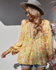 Vintage Boho zomerblouse met bloemenprint en lange mouwen – Sana