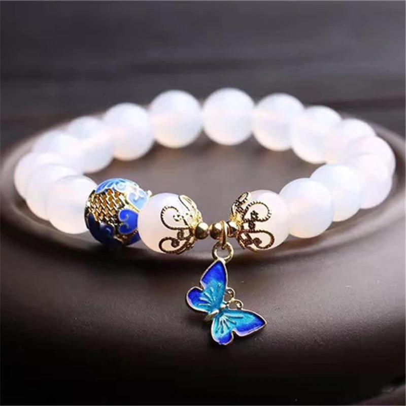 Vlinder Witte Agaat Armband – Evelina