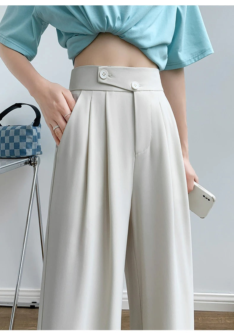 Casual Hoge Taille Damesbroek met Wijde Pijpen - Emilia