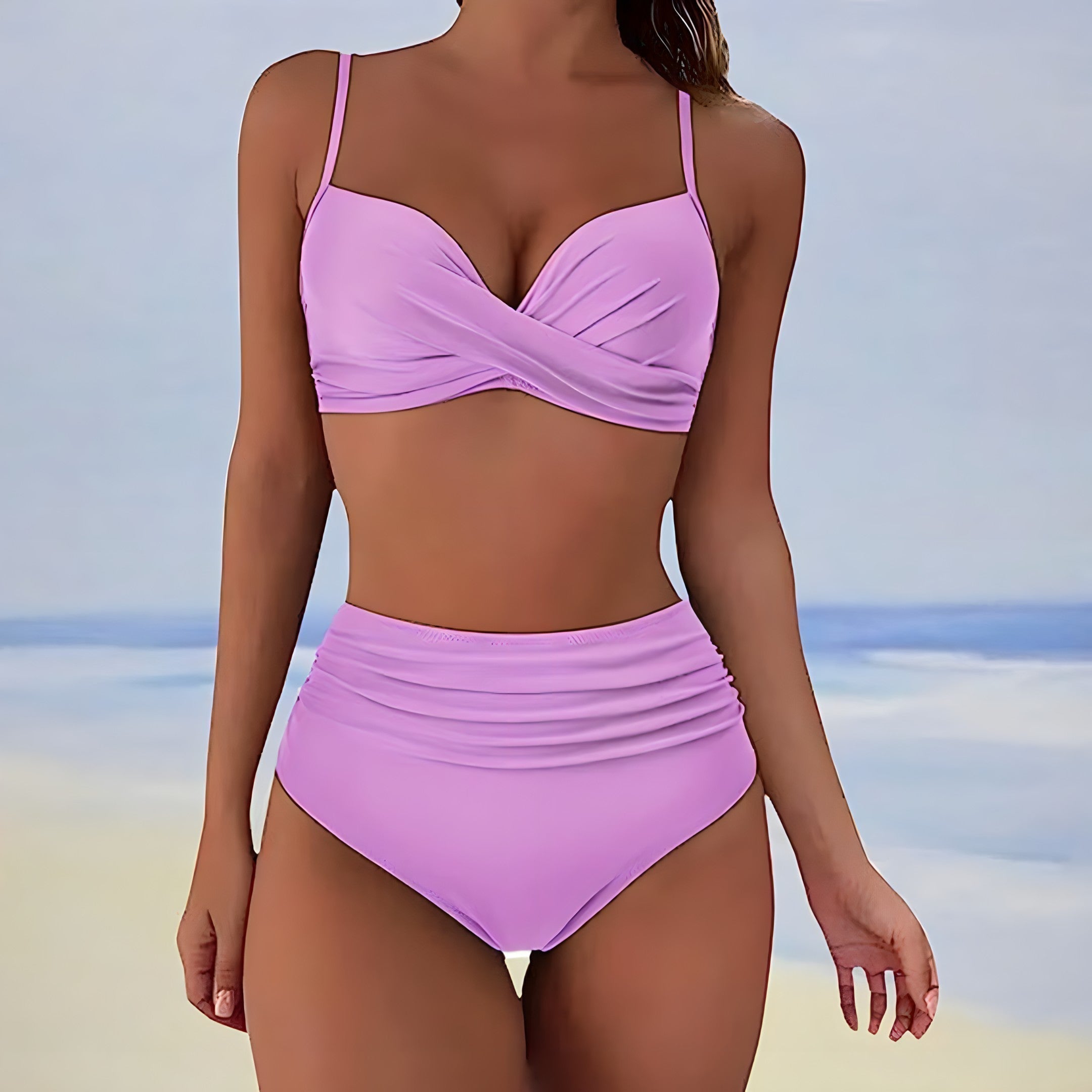 Trendy high-waist bikini met comfortabele pasvorm – Eula