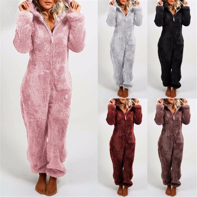 Winter Pluche Jumpsuit | Gevoerde Lange Mouw Pyjama