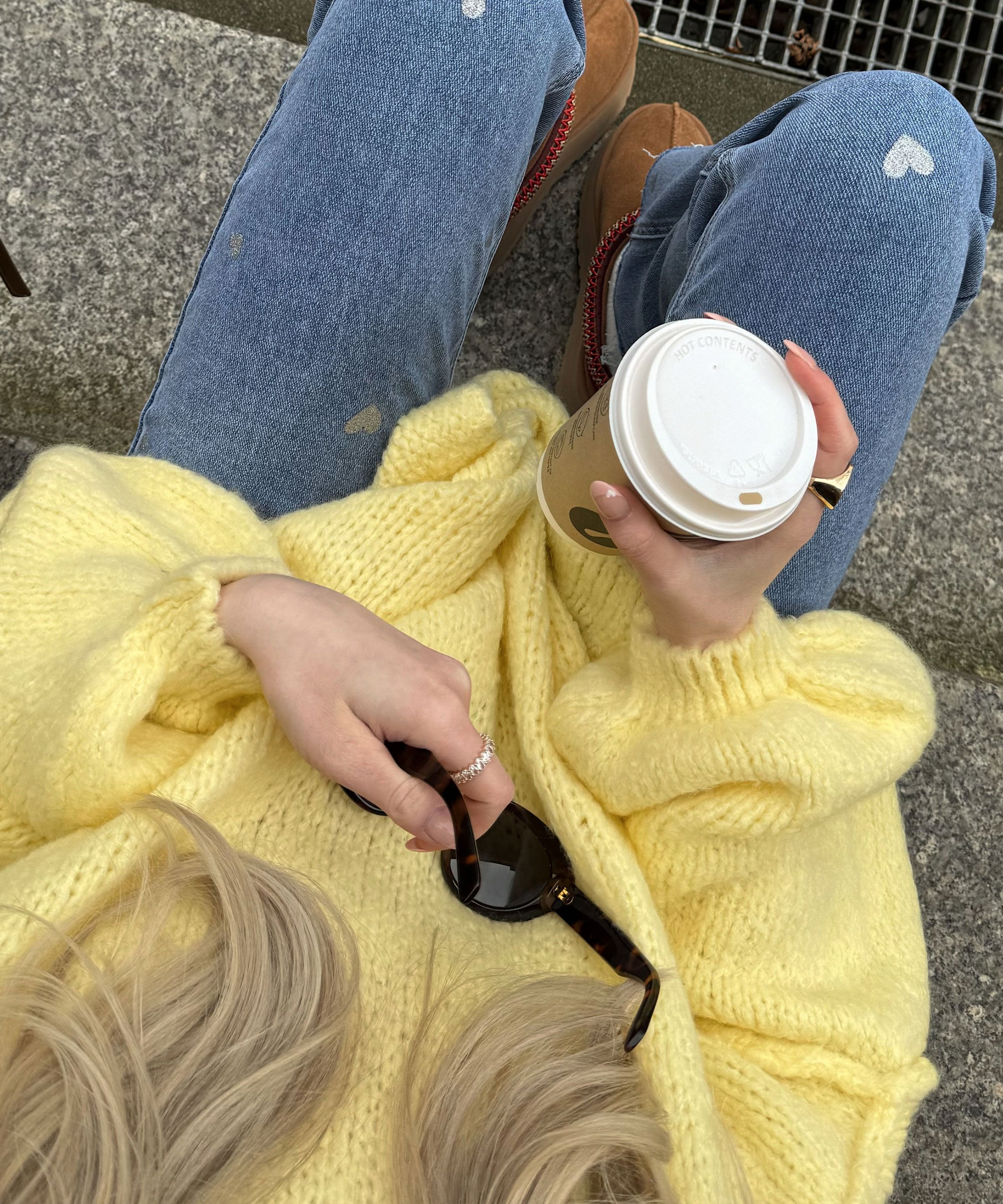 Dames Stretch Jeans met Wijde Pijpen en Hartjesprint - Amelie