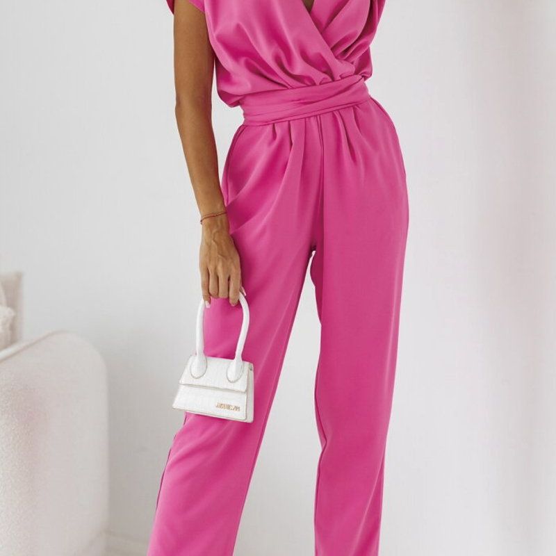 Trendy dames zomer jumpsuit met korte mouwen en taille accentuering – Alina