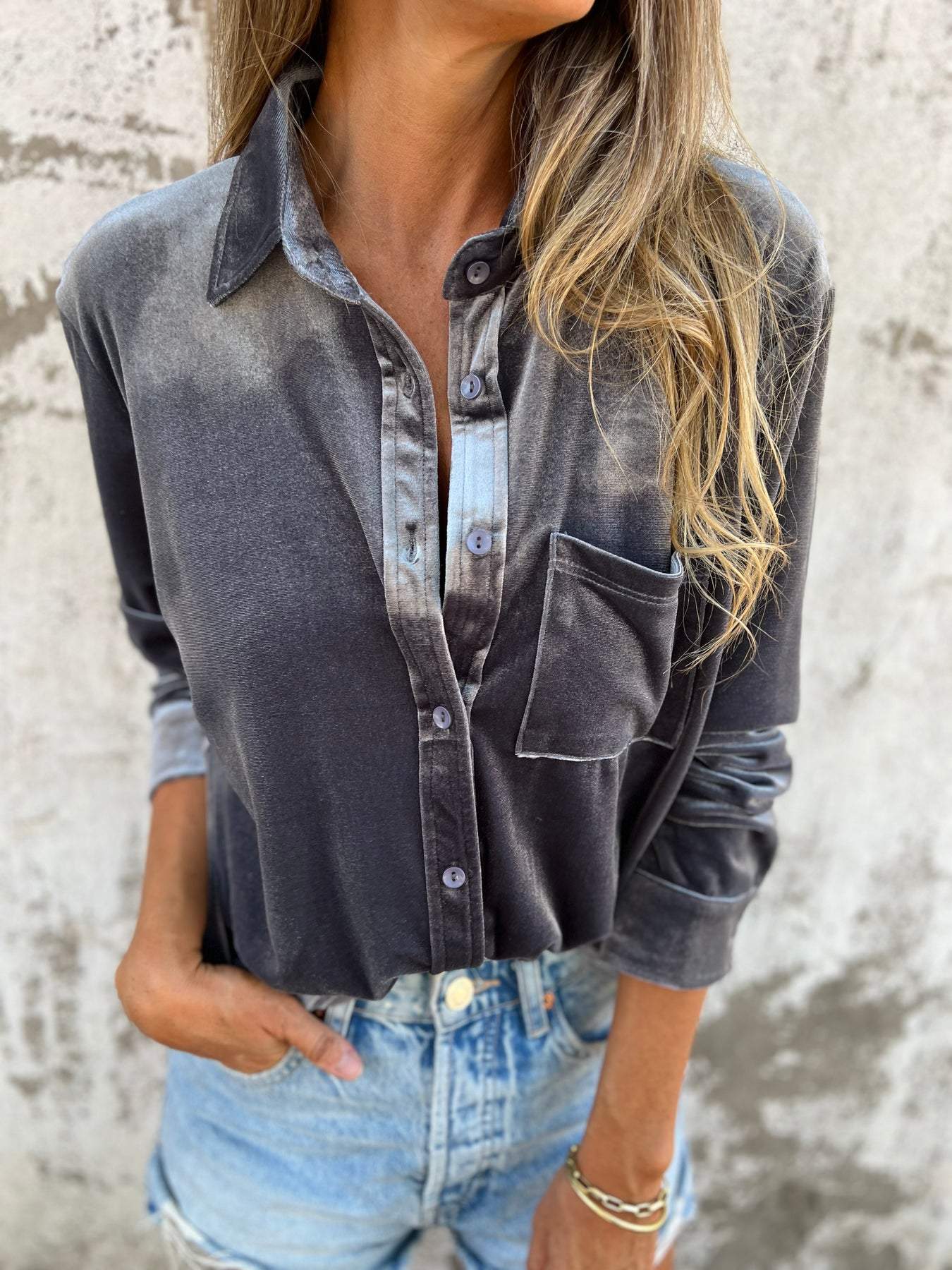 Trendy Fluwelen Blouse met Lange Mouwen - Clara