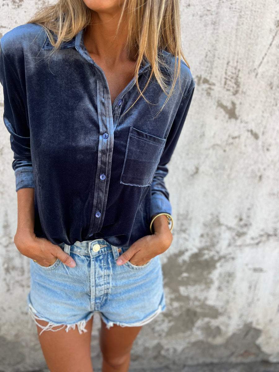 Trendy Fluwelen Blouse met Lange Mouwen - Clara