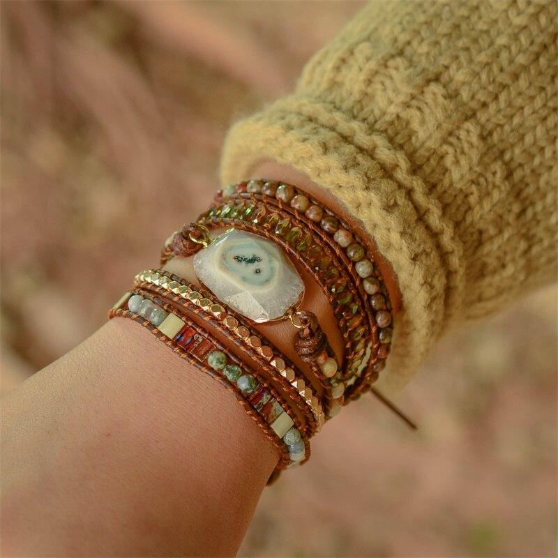 Agaat Maanschijn Wikkelarmband - Lunara