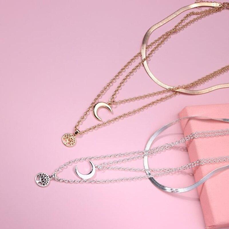 Levensboom & Halve Maan Multilayer Ketting - Selestina