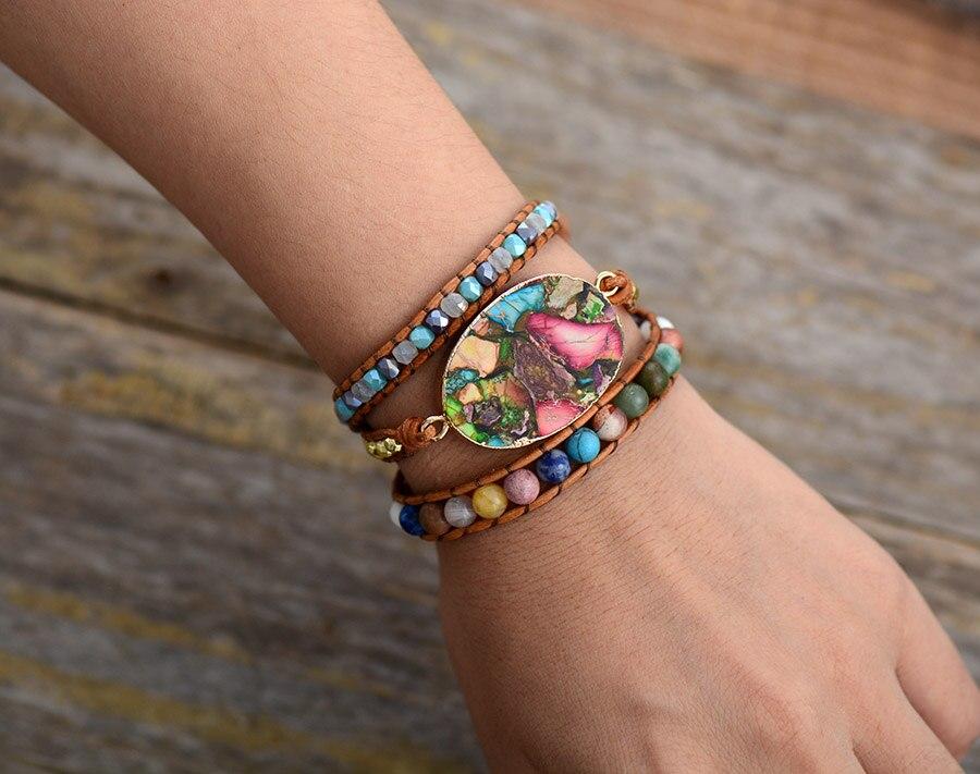 Godinnen Amazoniet Wikkelarmband - Aurora