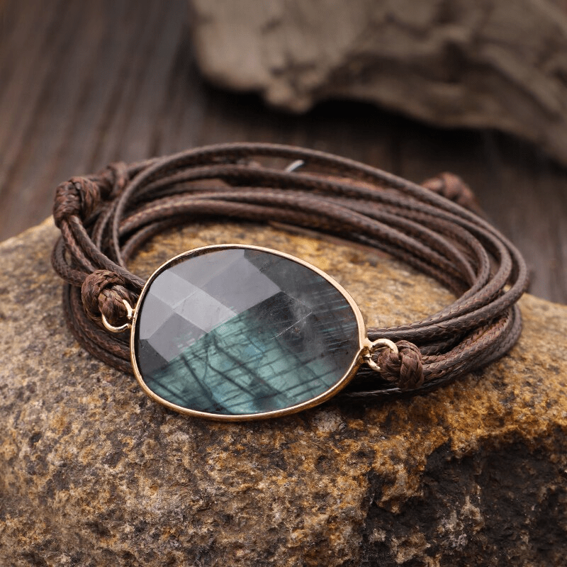 Labradoriet Touw-Wikkelarmband - Lunaria