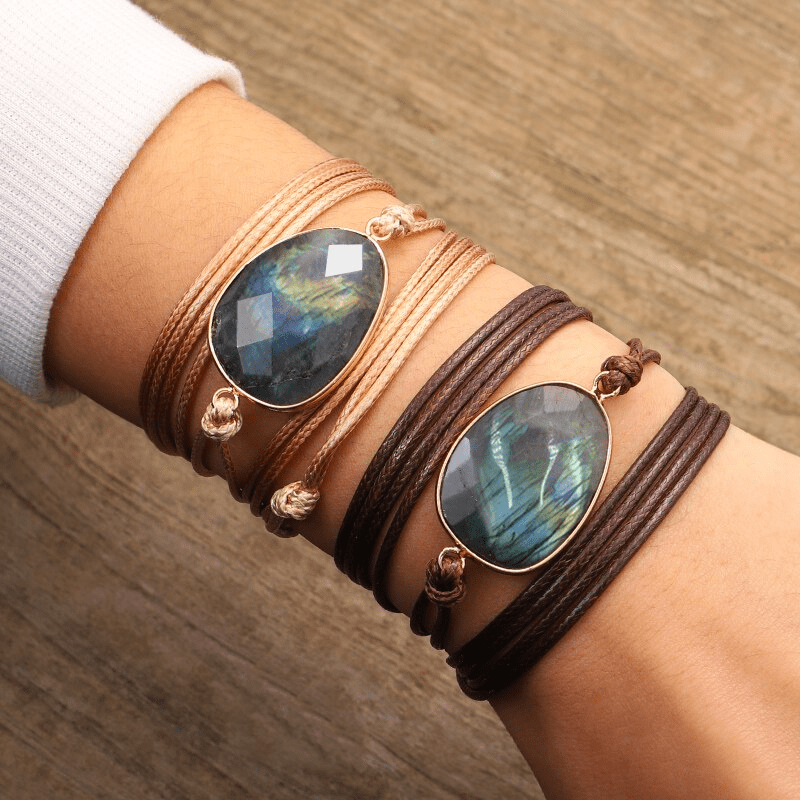 Labradoriet Touw-Wikkelarmband - Lunaria