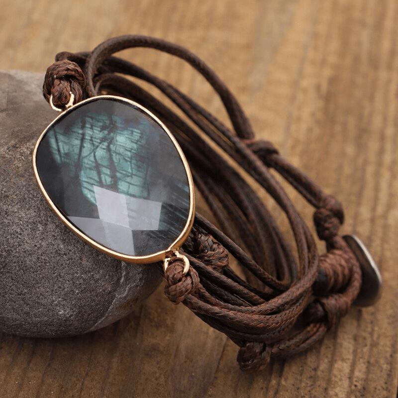 Labradoriet Touw-Wikkelarmband - Lunaria