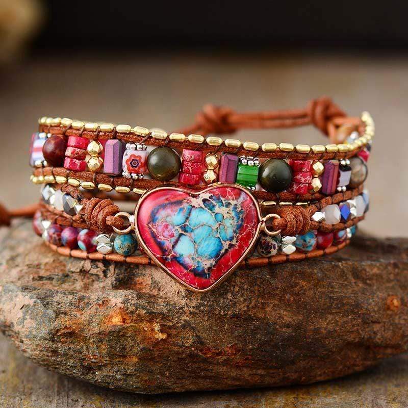 Levendig Hart Jaspis Wikkelarmband - Elyra