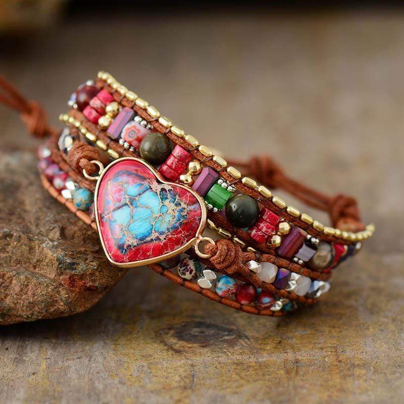 Levendig Hart Jaspis Wikkelarmband - Elyra