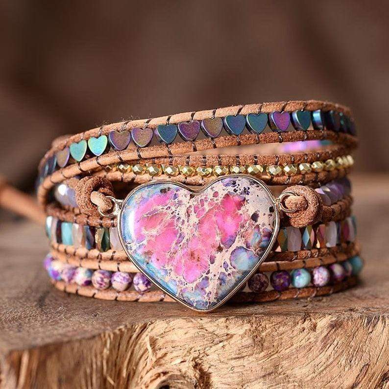 Liefdesbescherming Jaspis Wikkelarmband - Amora