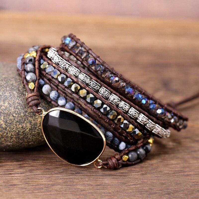 Krachtige Onyx Wikkelarmband - Isadora