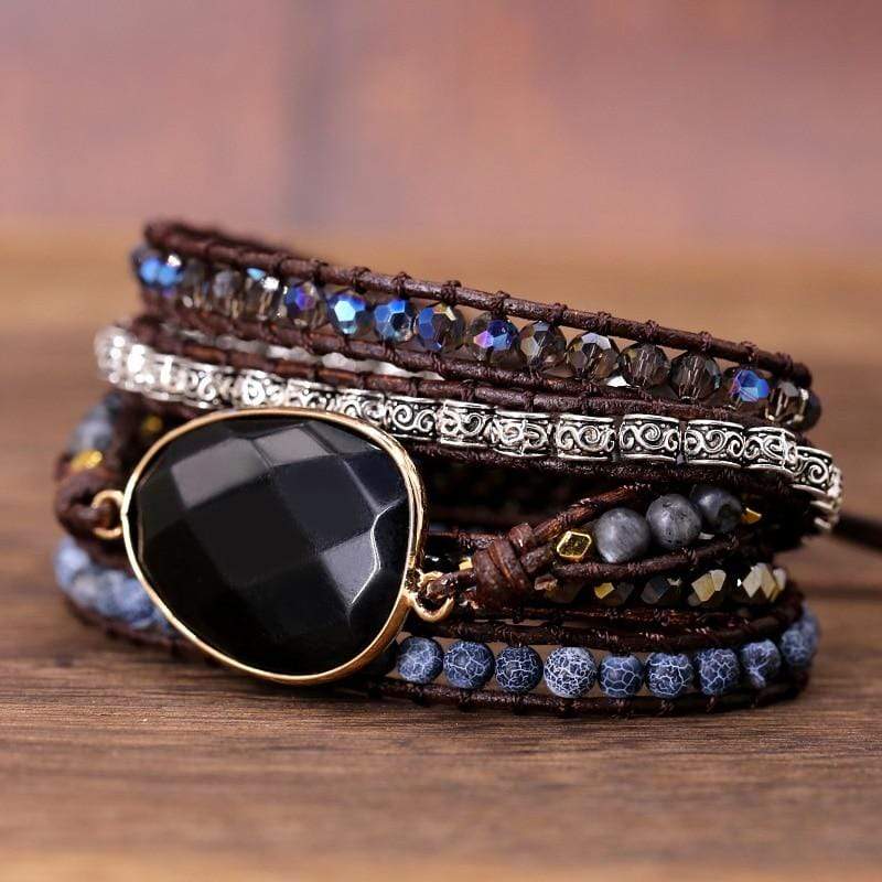 Krachtige Onyx Wikkelarmband - Isadora