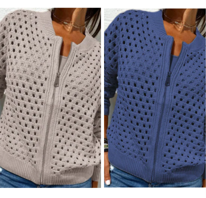 Vest met ritssluiting en luchtige structuur – Fenja