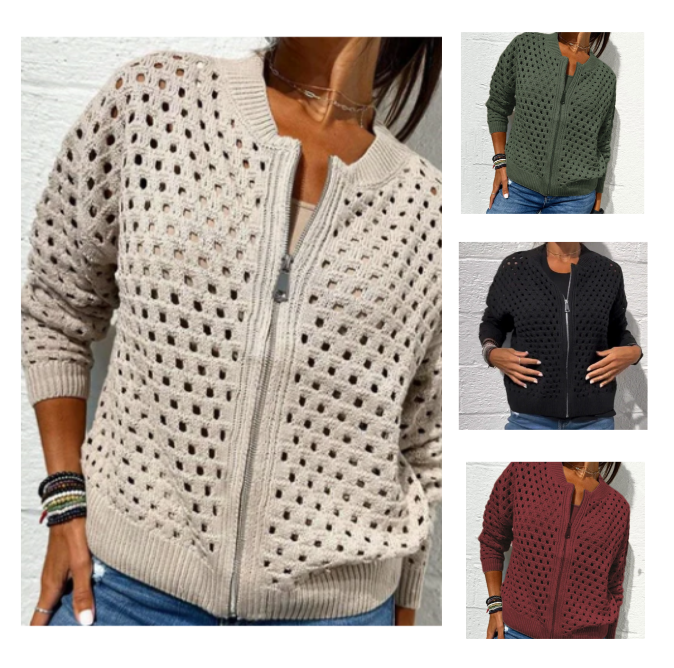 Vest met ritssluiting en luchtige structuur – Fenja