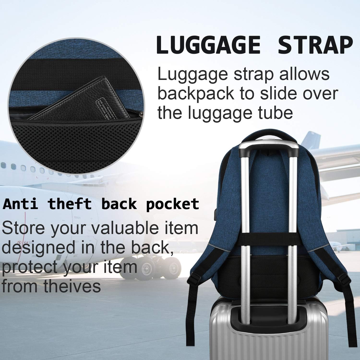 Slim Anti-Diefstal Laptop Rugzak met USB Oplaadpoort