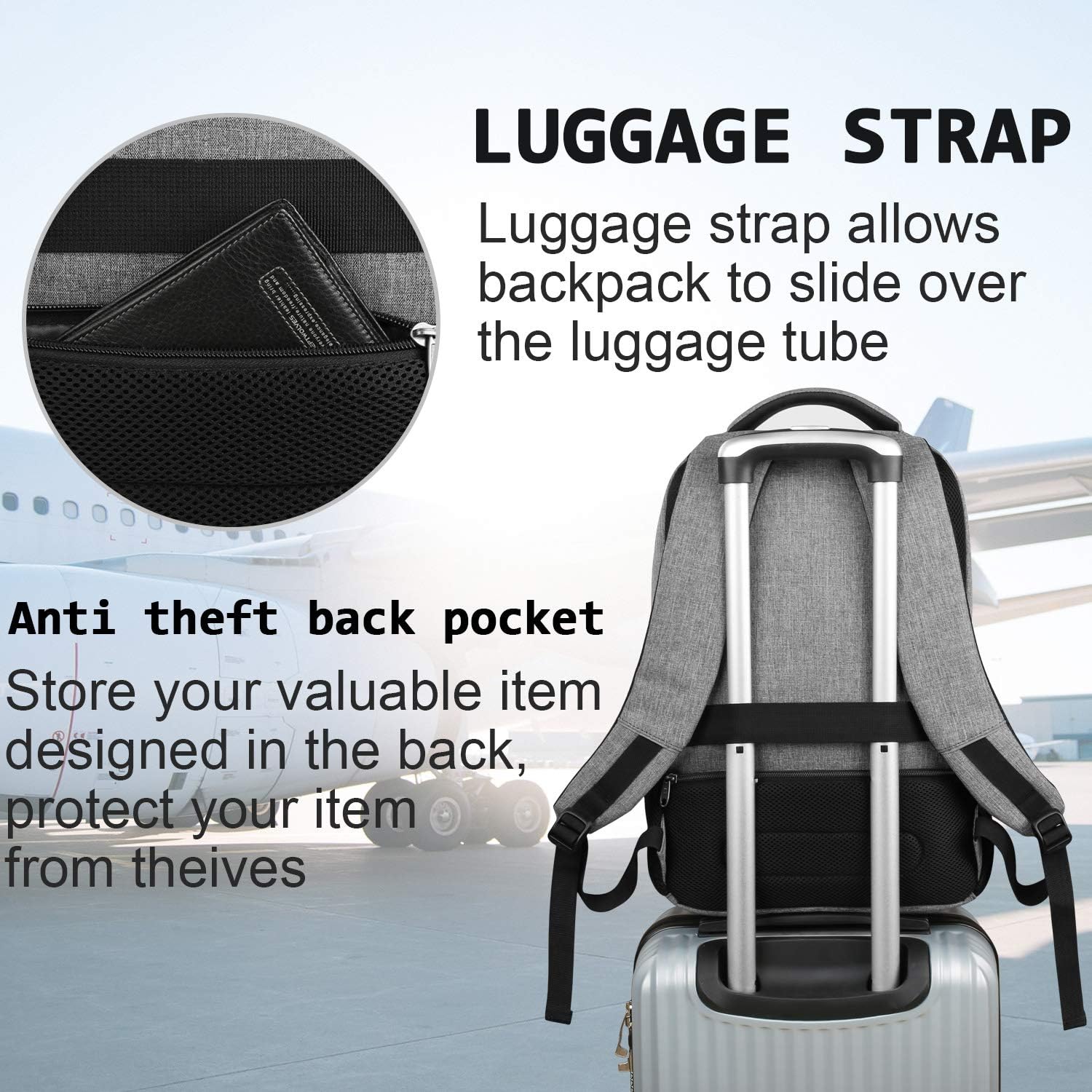 Slim Anti-Diefstal Laptop Rugzak met USB Oplaadpoort