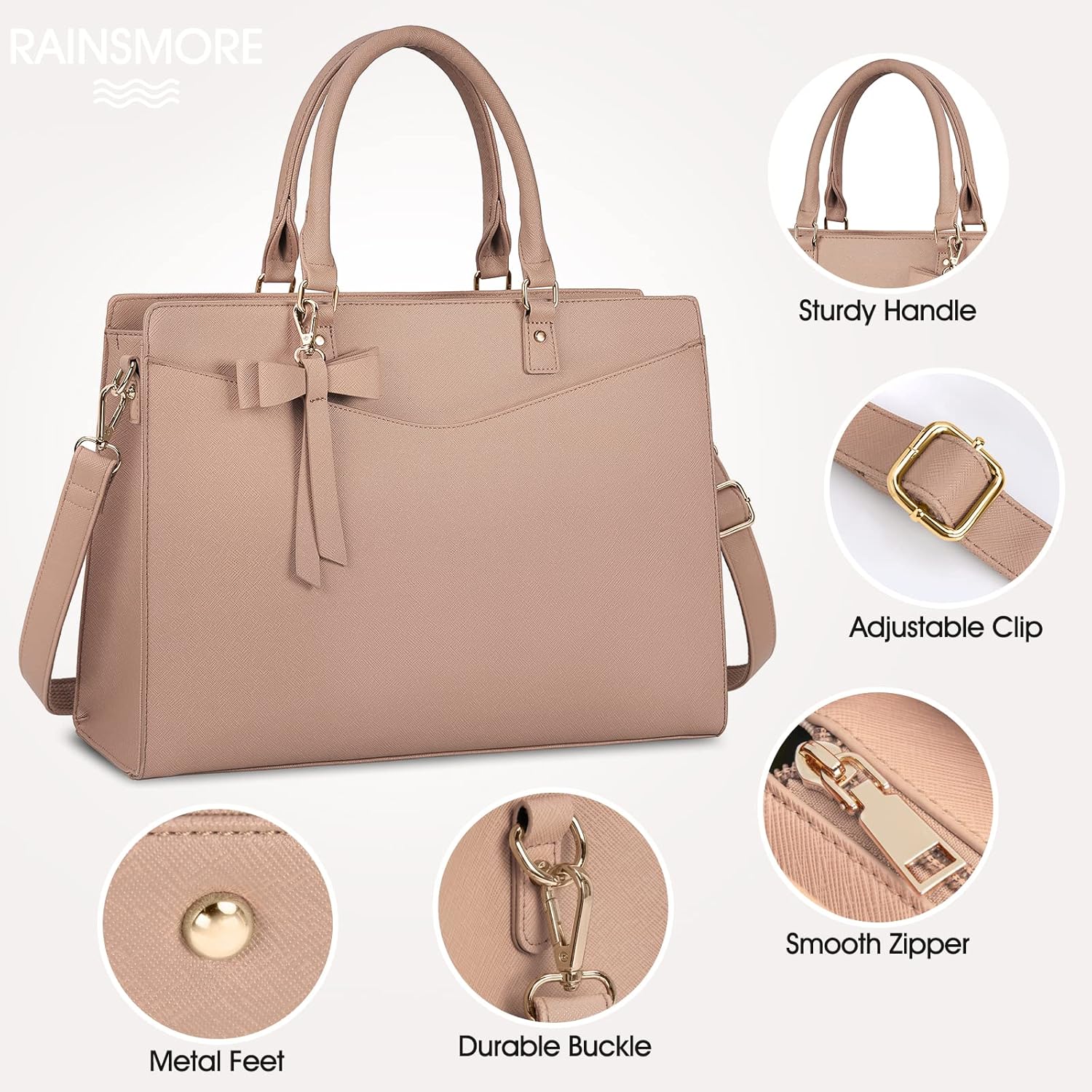 Waterdichte PU Leren Laptoptas met Multi-Pocket Ontwerp voor Dames