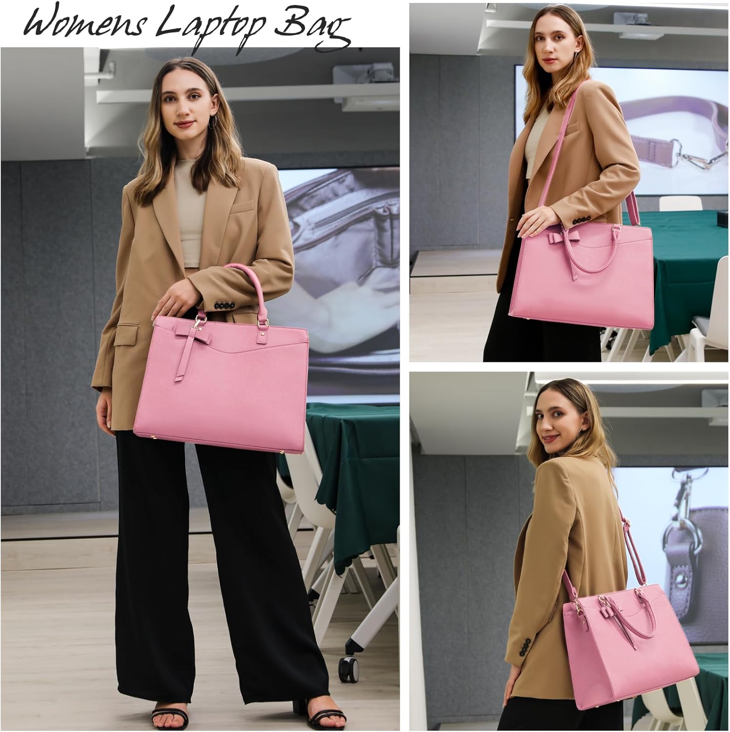 Waterdichte PU Leren Laptoptas met Multi-Pocket Ontwerp voor Dames