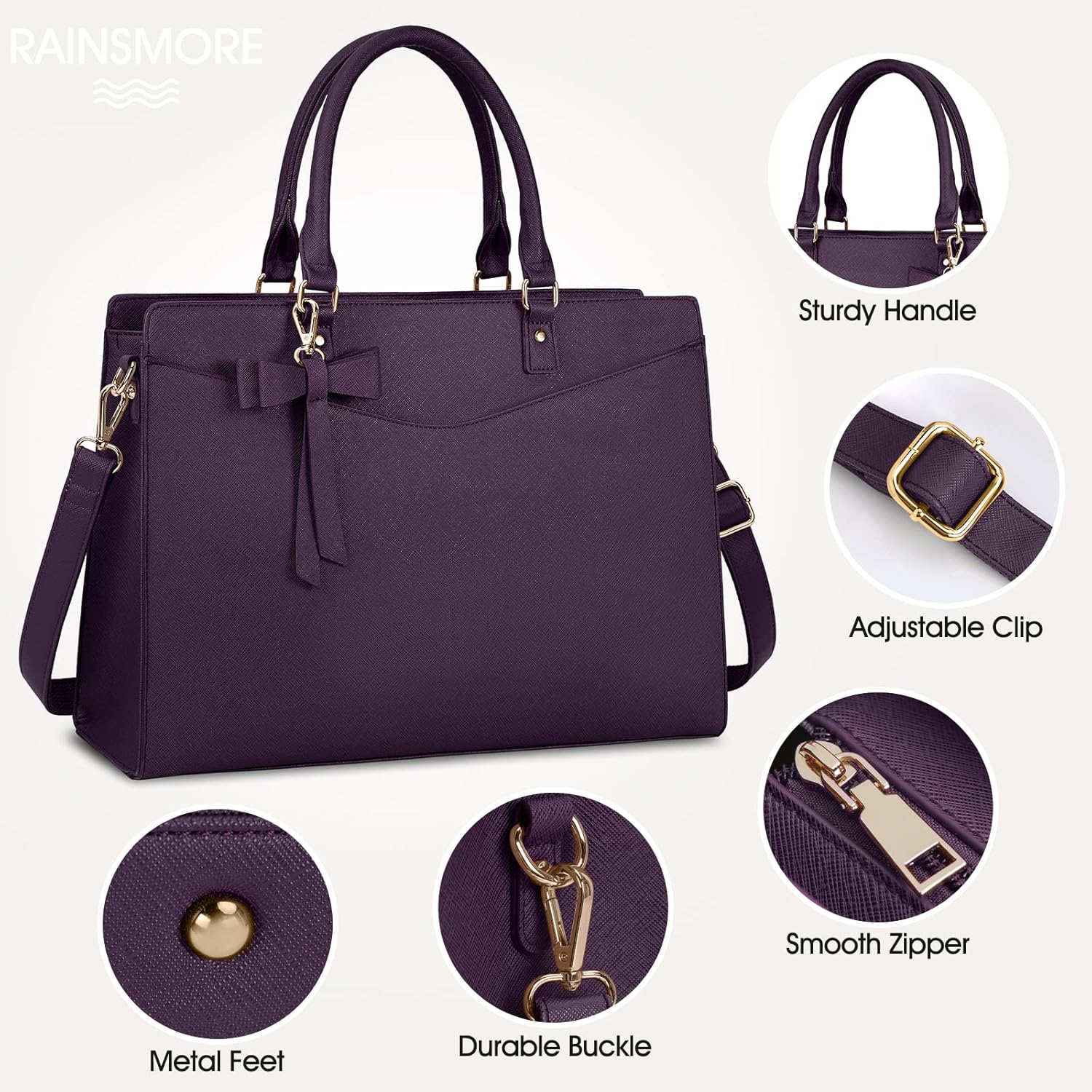 Waterdichte PU Leren Laptoptas met Multi-Pocket Ontwerp voor Dames