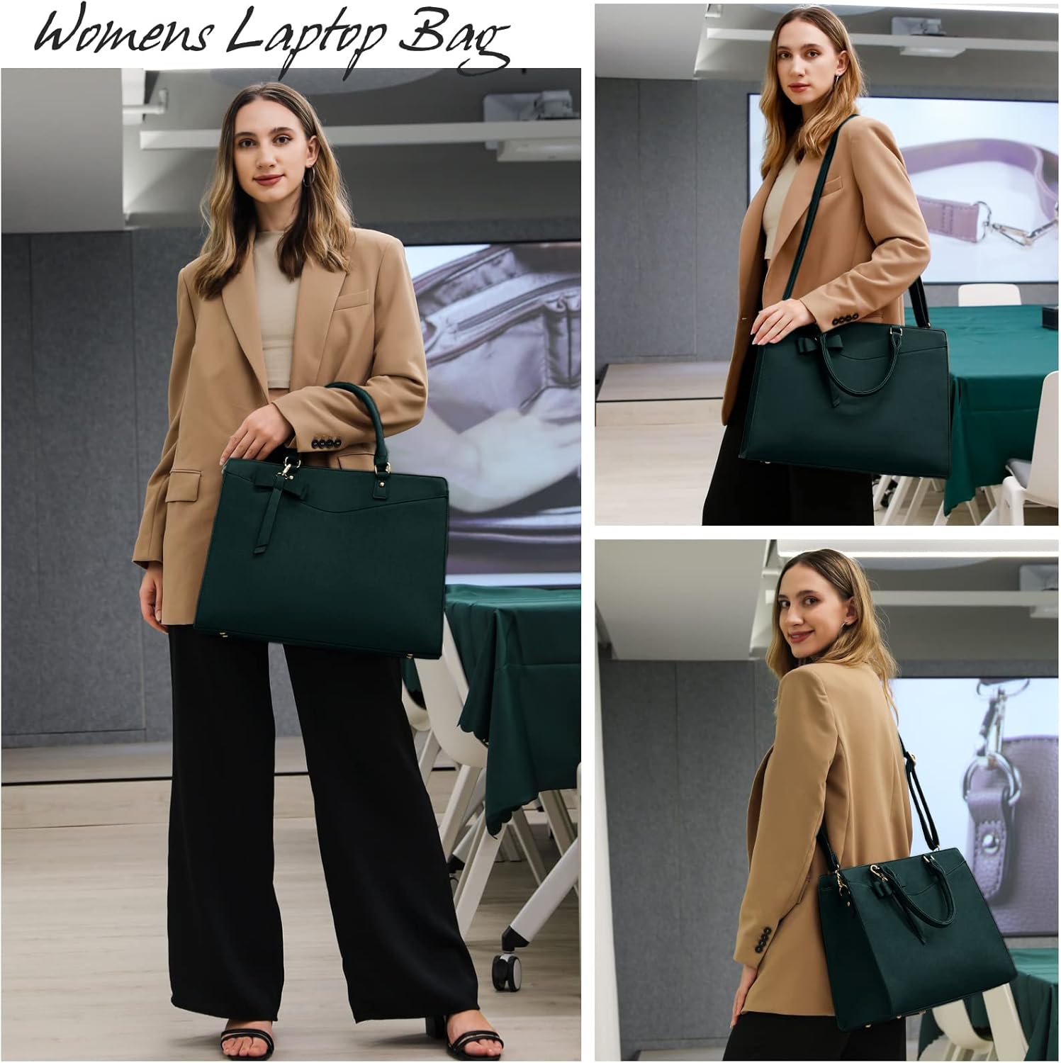 Waterdichte PU Leren Laptoptas met Multi-Pocket Ontwerp voor Dames