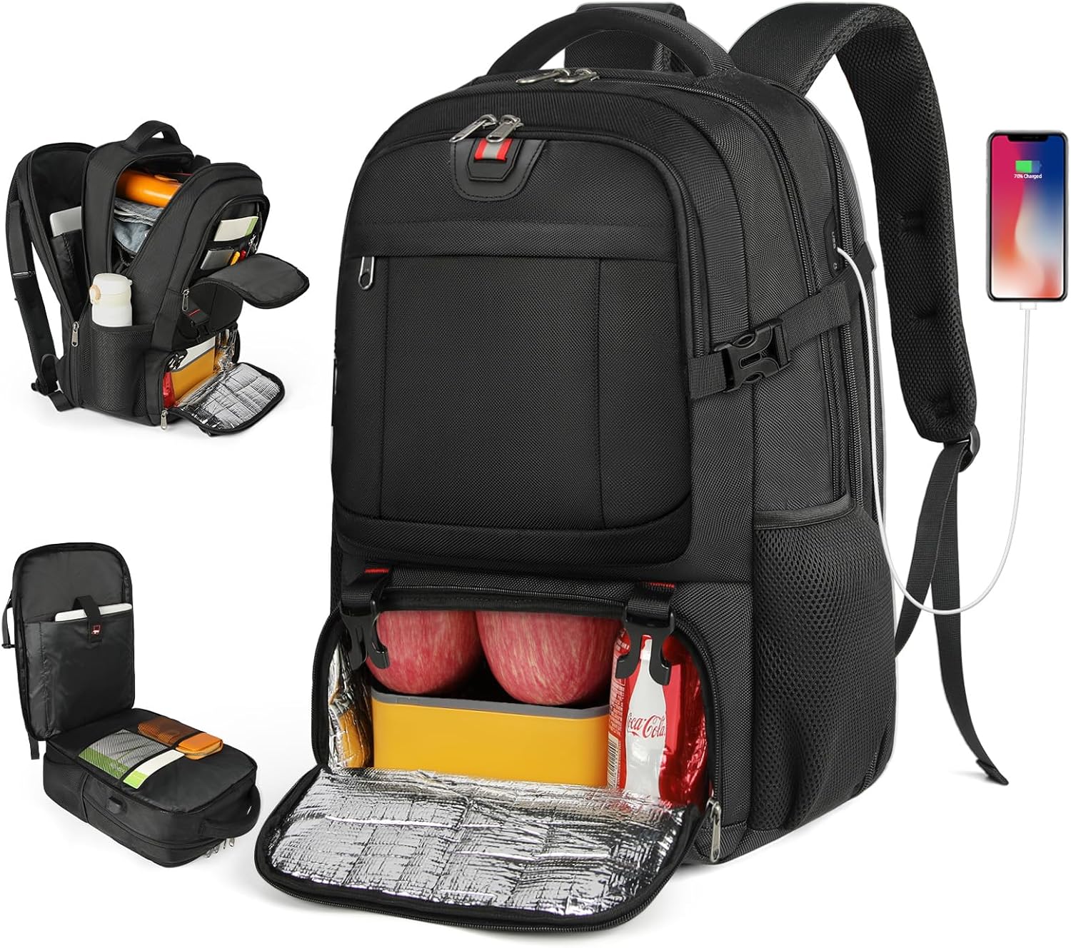 Extra grote rugzak voor lunch en laptop met USB-oplaadpoort