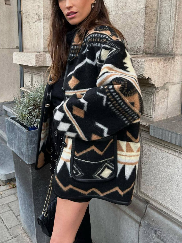 Dames Herfstjas met Print – Amaris