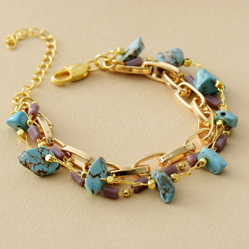 Gelaagde Armband Turkoois & Opaal – Isabelle