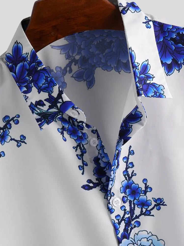 Bloemenpatroon Heren Zomeroverhemd met Korte Mouwen – Fabrizio