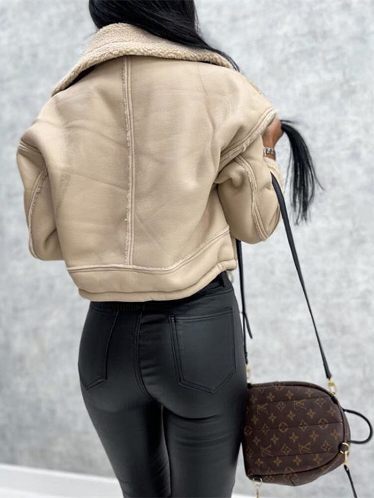 Motorjas met Revers en Sherpa Voering - Zoë