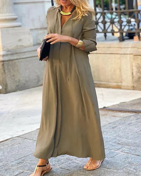 Herfst Maxi Jurk met Lange Mouwen – Amira