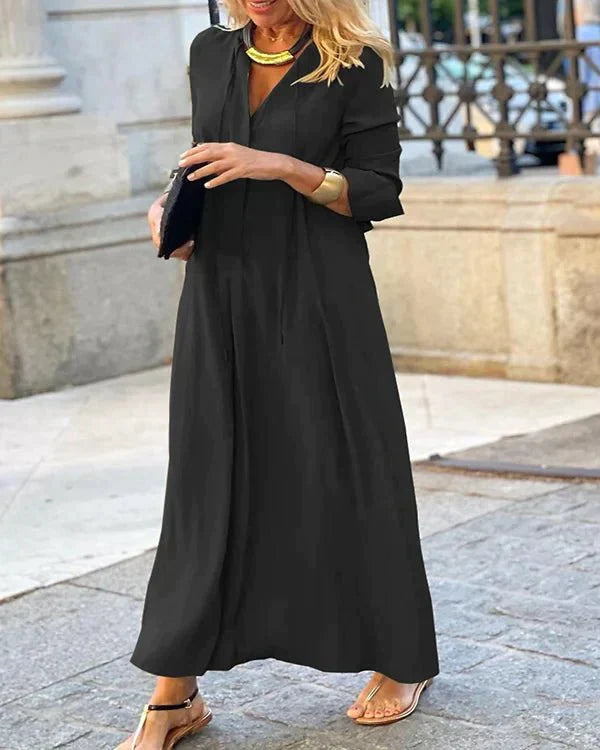 Herfst Maxi Jurk met Lange Mouwen – Amira